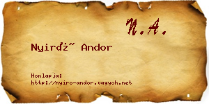Nyirő Andor névjegykártya